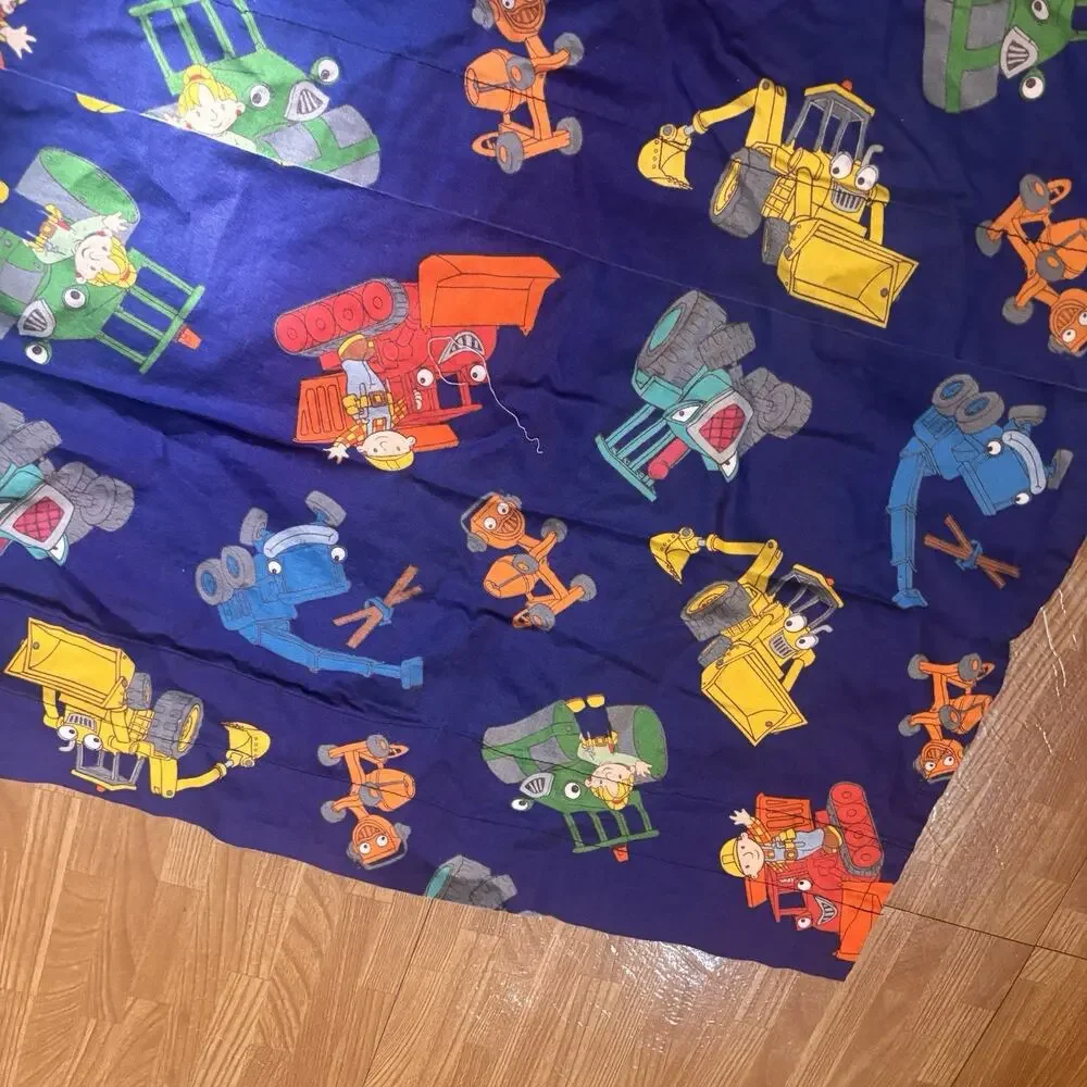 Vintage Bob The Builder Valance Curtain Panel 16H x 42W Children's Room Set Of 2